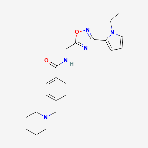 N-((3-(1-ethyl-1H-pyrrol-2-yl)-1,2,4-oxadiazol-5-yl)methyl)-4-(piperidin-1-ylmethyl)benzamide