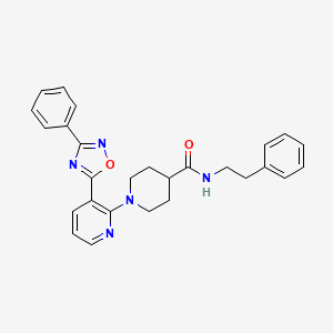 molecular formula C27H27N5O2 B2524844 1-[3-(3-phenyl-1,2,4-oxadiazol-5-yl)pyridin-2-yl]-N-(2-phenylethyl)piperidine-4-carboxamide CAS No. 1251601-58-7