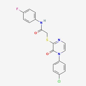 2-[4-(4-chlorophenyl)-3-oxopyrazin-2-yl]sulfanyl-N-(4-fluorophenyl)acetamide