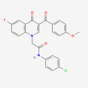 molecular formula C25H18ClFN2O4 B2524861 N-(4-chlorophenyl)-2-[6-fluoro-3-(4-methoxybenzoyl)-4-oxo-1,4-dihydroquinolin-1-yl]acetamide CAS No. 866348-75-6