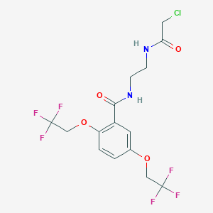 molecular formula C15H15ClF6N2O4 B2524862 N-{2-[(2-chloroacetyl)amino]ethyl}-2,5-bis(2,2,2-trifluoroethoxy)benzenecarboxamide CAS No. 338404-61-8