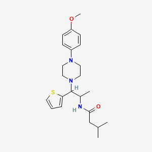 N-(1-(4-(4-methoxyphenyl)piperazin-1-yl)-1-(thiophen-2-yl)propan-2-yl)-3-methylbutanamide