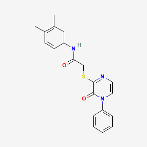 molecular formula C20H19N3O2S B2524878 N-(3,4-dimethylphenyl)-2-[(3-oxo-4-phenyl-3,4-dihydropyrazin-2-yl)sulfanyl]acetamide CAS No. 895123-56-5