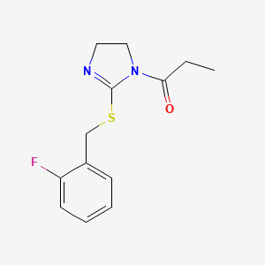 1-[2-[(2-Fluorophenyl)methylsulfanyl]-4,5-dihydroimidazol-1-yl]propan-1-one