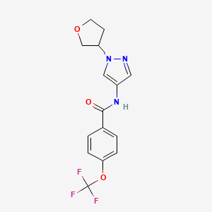 molecular formula C15H14F3N3O3 B2524887 N-[1-(oxolan-3-yl)-1H-pyrazol-4-yl]-4-(trifluoromethoxy)benzamide CAS No. 1797086-53-3