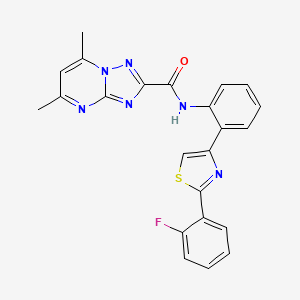 N-(2-(2-(2-fluorophenyl)thiazol-4-yl)phenyl)-5,7-dimethyl-[1,2,4]triazolo[1,5-a]pyrimidine-2-carboxamide