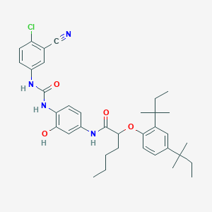 molecular formula C36H45ClN4O4 B025249 2-[2,4-bis(2-methylbutan-2-yl)phenoxy]-N-[4-[(4-chloro-3-cyanophenyl)carbamoylamino]-3-hydroxyphenyl]hexanamide CAS No. 103576-30-3
