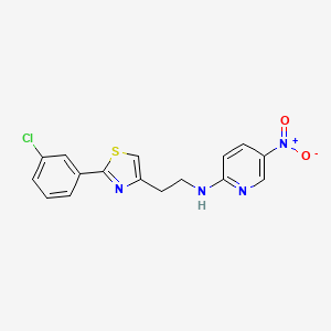molecular formula C16H13ClN4O2S B2524902 N-{2-[2-(3-chlorophenyl)-1,3-thiazol-4-yl]ethyl}-5-nitropyridin-2-amine CAS No. 861207-09-2