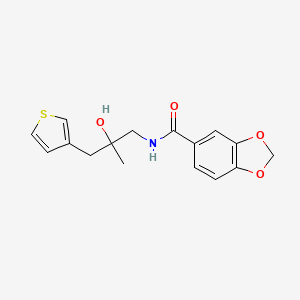 molecular formula C16H17NO4S B2524908 N-[2-hydroxy-2-methyl-3-(thiophen-3-yl)propyl]-2H-1,3-benzodioxole-5-carboxamide CAS No. 2097866-07-2