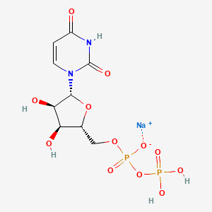 molecular formula C9H13N2NaO12P2 B2524929 sodium;[(2R,3S,4R,5R)-5-(2,4-dioxopyrimidin-1-yl)-3,4-dihydroxyoxolan-2-yl]methyl phosphono phosphate CAS No. 1457-11-0