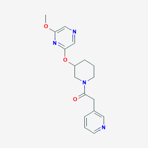 molecular formula C17H20N4O3 B2524932 1-(3-((6-Methoxypyrazin-2-yl)oxy)piperidin-1-yl)-2-(pyridin-3-yl)ethanone CAS No. 2034438-06-5