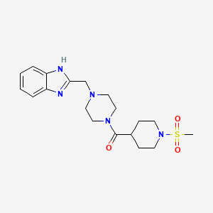 molecular formula C19H27N5O3S B2524933 (4-((1H-benzo[d]imidazol-2-yl)methyl)piperazin-1-yl)(1-(methylsulfonyl)piperidin-4-yl)methanone CAS No. 1170964-52-9