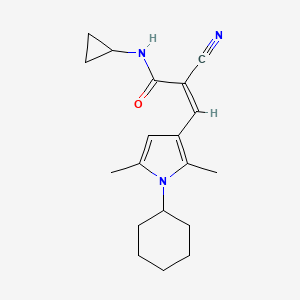 molecular formula C19H25N3O B2524945 (Z)-2-Cyano-3-(1-cyclohexyl-2,5-dimethylpyrrol-3-yl)-N-cyclopropylprop-2-enamide CAS No. 885294-29-1