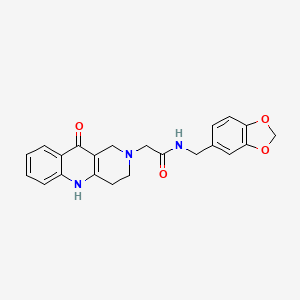 molecular formula C22H21N3O4 B2524955 N-(benzo[d][1,3]dioxol-5-ylmethyl)-2-(10-oxo-3,4-dihydrobenzo[b][1,6]naphthyridin-2(1H,5H,10H)-yl)acetamide CAS No. 1251671-25-6