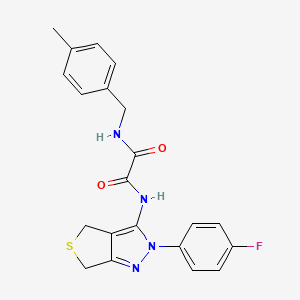 molecular formula C21H19FN4O2S B2524959 N-[2-(4-fluorophenyl)-2H,4H,6H-thieno[3,4-c]pyrazol-3-yl]-N'-[(4-methylphenyl)methyl]ethanediamide CAS No. 946332-16-7