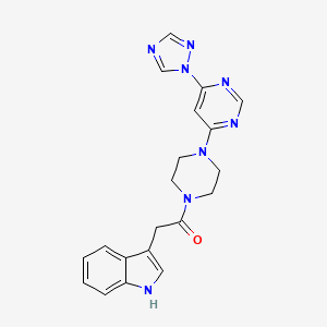 1-(4-(6-(1H-1,2,4-triazol-1-yl)pyrimidin-4-yl)piperazin-1-yl)-2-(1H-indol-3-yl)ethanone