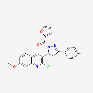 (5-(2-chloro-7-methoxyquinolin-3-yl)-3-(p-tolyl)-4,5-dihydro-1H-pyrazol-1-yl)(furan-2-yl)methanone