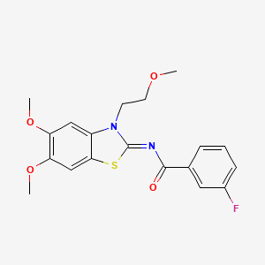 (Z)-N-(5,6-dimethoxy-3-(2-methoxyethyl)benzo[d]thiazol-2(3H)-ylidene)-3-fluorobenzamide