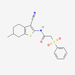 N-(3-cyano-6-methyl-4,5,6,7-tetrahydrobenzo[b]thiophen-2-yl)-2-(phenylsulfonyl)acetamide