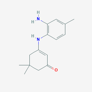 molecular formula C15H20N2O B2524990 3-[(2-Amino-4-methylphenyl)amino]-5,5-dimethylcyclohex-2-en-1-one CAS No. 382612-23-9
