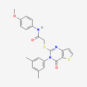 molecular formula C23H21N3O3S2 B2524996 2-{[3-(3,5-dimethylphenyl)-4-oxo-3,4-dihydrothieno[3,2-d]pyrimidin-2-yl]sulfanyl}-N-(4-methoxyphenyl)acetamide CAS No. 1261008-85-8
