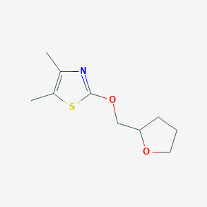 molecular formula C10H15NO2S B2525008 4,5-Dimethyl-2-[(oxolan-2-yl)methoxy]-1,3-thiazole CAS No. 2201281-82-3