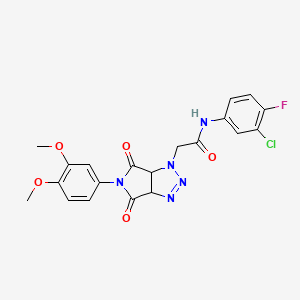 molecular formula C20H17ClFN5O5 B2525009 N-(3-chloro-4-fluorophenyl)-2-[5-(3,4-dimethoxyphenyl)-4,6-dioxo-1H,3aH,4H,5H,6H,6aH-pyrrolo[3,4-d][1,2,3]triazol-1-yl]acetamide CAS No. 1052611-11-6
