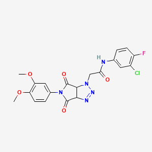 molecular formula C20H17ClFN5O5 B2525009 N-(3-chloro-4-fluorophenyl)-2-(5-(3,4-dimethoxyphenyl)-4,6-dioxo-4,5,6,6a-tetrahydropyrrolo[3,4-d][1,2,3]triazol-1(3aH)-yl)acetamide CAS No. 1052611-11-6