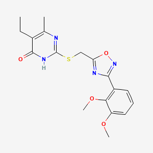2-(((3-(2,3-Dimethoxyphenyl)-1,2,4-oxadiazol-5-yl)methyl)thio)-5-ethyl-6-methylpyrimidin-4-ol