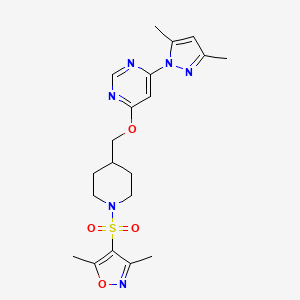 molecular formula C20H26N6O4S B2525035 4-({1-[(3,5-dimethyl-1,2-oxazol-4-yl)sulfonyl]piperidin-4-yl}methoxy)-6-(3,5-dimethyl-1H-pyrazol-1-yl)pyrimidine CAS No. 2380186-06-9