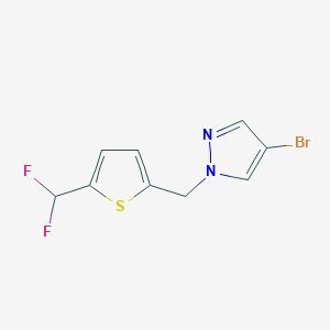 molecular formula C9H7BrF2N2S B2525047 4-Bromo-1-[[5-(difluoromethyl)thiophen-2-yl]methyl]pyrazole CAS No. 2248317-56-6