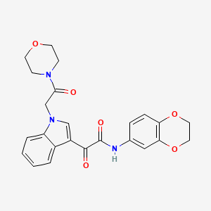 molecular formula C24H23N3O6 B2525054 N-(2,3-dihydrobenzo[b][1,4]dioxin-6-yl)-2-(1-(2-morpholino-2-oxoethyl)-1H-indol-3-yl)-2-oxoacetamide CAS No. 872857-51-7