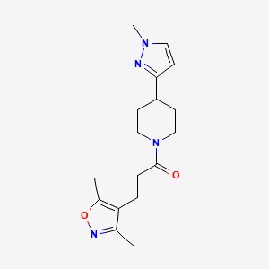 3-(3,5-dimethylisoxazol-4-yl)-1-(4-(1-methyl-1H-pyrazol-3-yl)piperidin-1-yl)propan-1-one