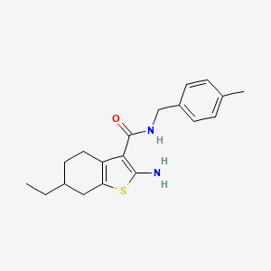 molecular formula C19H24N2OS B2525077 2-amino-6-ethyl-N-(4-methylbenzyl)-4,5,6,7-tetrahydro-1-benzothiophene-3-carboxamide CAS No. 725226-66-4