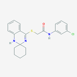 molecular formula C21H22ClN3OS B2525078 N-(3-chlorophenyl)-2-spiro[1H-quinazoline-2,1'-cyclohexane]-4-ylsulfanylacetamide CAS No. 893786-74-8