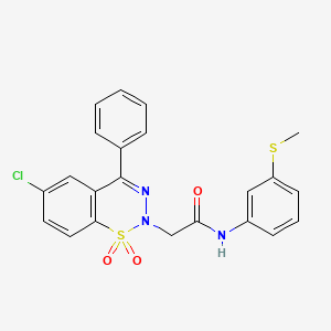 molecular formula C22H18ClN3O3S2 B2525085 2-(6-chloro-1,1-dioxido-4-phenyl-2H-1,2,3-benzothiadiazin-2-yl)-N-[3-(methylsulfanyl)phenyl]acetamide CAS No. 1031669-79-0
