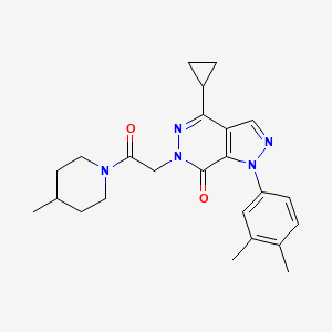 molecular formula C24H29N5O2 B2525089 4-cyclopropyl-1-(3,4-dimethylphenyl)-6-(2-(4-methylpiperidin-1-yl)-2-oxoethyl)-1H-pyrazolo[3,4-d]pyridazin-7(6H)-one CAS No. 1105239-84-6