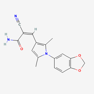 molecular formula C17H15N3O3 B2525090 (Z)-3-[1-(1,3-benzodioxol-5-yl)-2,5-dimethylpyrrol-3-yl]-2-cyanoprop-2-enamide CAS No. 444182-46-1
