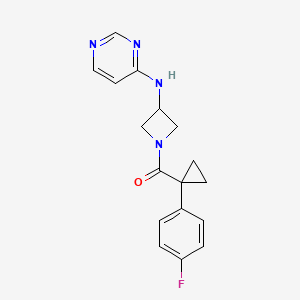 B2525092 N-{1-[1-(4-fluorophenyl)cyclopropanecarbonyl]azetidin-3-yl}pyrimidin-4-amine CAS No. 2097868-61-4