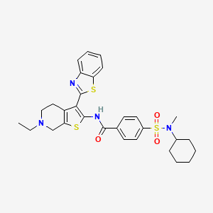 molecular formula C30H34N4O3S3 B2525093 N-(3-(苯并[d]噻唑-2-基)-6-乙基-4,5,6,7-四氢噻吩并[2,3-c]吡啶-2-基)-4-(N-环己基-N-甲基磺酰胺基)苯甲酰胺 CAS No. 489470-36-2