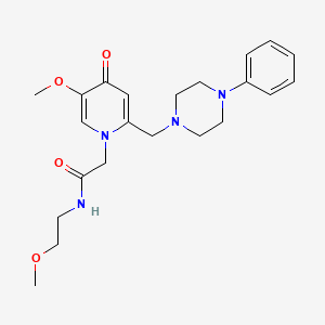 molecular formula C22H30N4O4 B2525097 2-(5-methoxy-4-oxo-2-((4-phenylpiperazin-1-yl)methyl)pyridin-1(4H)-yl)-N-(2-methoxyethyl)acetamide CAS No. 921463-24-3