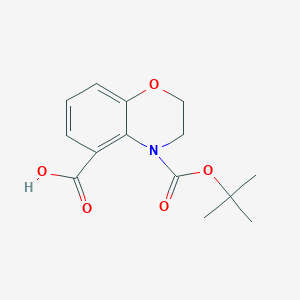 molecular formula C14H17NO5 B2525098 4-[(2-Methylpropan-2-yl)oxycarbonyl]-2,3-dihydro-1,4-benzoxazine-5-carboxylic acid CAS No. 2248302-86-3