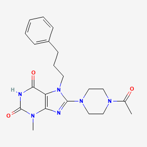 molecular formula C21H26N6O3 B2525102 8-(4-Acetylpiperazin-1-yl)-3-methyl-7-(3-phenylpropyl)purine-2,6-dione CAS No. 400753-65-3