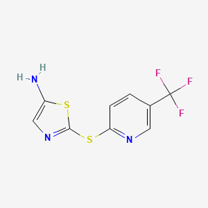molecular formula C9H6F3N3S2 B2525105 2-[5-(Trifluoromethyl)pyridin-2-yl]sulfanyl-1,3-thiazol-5-amine CAS No. 1971176-94-9