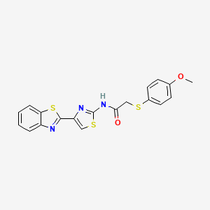 molecular formula C19H15N3O2S3 B2525106 N-(4-(benzo[d]thiazol-2-yl)thiazol-2-yl)-2-((4-methoxyphenyl)thio)acetamide CAS No. 941901-40-2