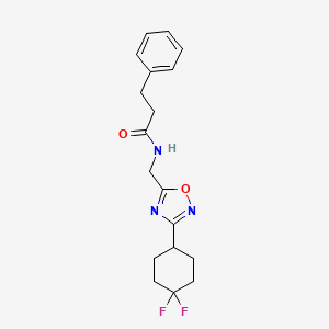molecular formula C18H21F2N3O2 B2525107 N-((3-(4,4-difluorocyclohexyl)-1,2,4-oxadiazol-5-yl)methyl)-3-phenylpropanamide CAS No. 2034305-80-9