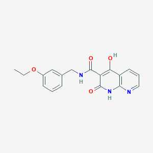 molecular formula C18H17N3O4 B2525115 N-[(3-ethoxyphenyl)methyl]-4-hydroxy-2-oxo-1,2-dihydro-1,8-naphthyridine-3-carboxamide CAS No. 1251629-50-1