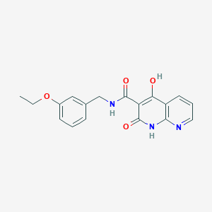 molecular formula C18H17N3O4 B2525115 N~3~-(3-ethoxybenzyl)-4-hydroxy-2-oxo-1,2-dihydro[1,8]naphthyridine-3-carboxamide CAS No. 1251629-50-1