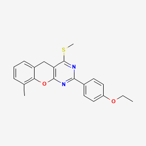 molecular formula C21H20N2O2S B2525117 2-(4-乙氧基苯基)-9-甲基-4-(甲硫基)-5H-色烯并[2,3-d]嘧啶 CAS No. 866896-78-8