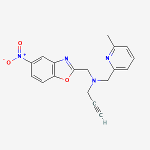 molecular formula C18H16N4O3 B2525120 [(6-Methylpyridin-2-yl)methyl][(5-nitro-1,3-benzoxazol-2-yl)methyl](prop-2-yn-1-yl)amine CAS No. 1423714-21-9
